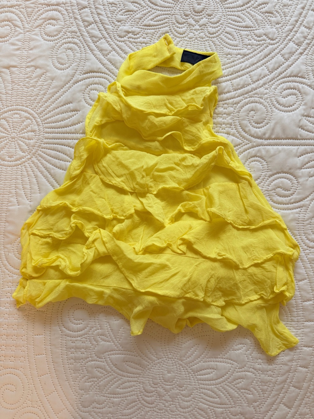 Zara Ruffle Halter Top in Mustard Yellow